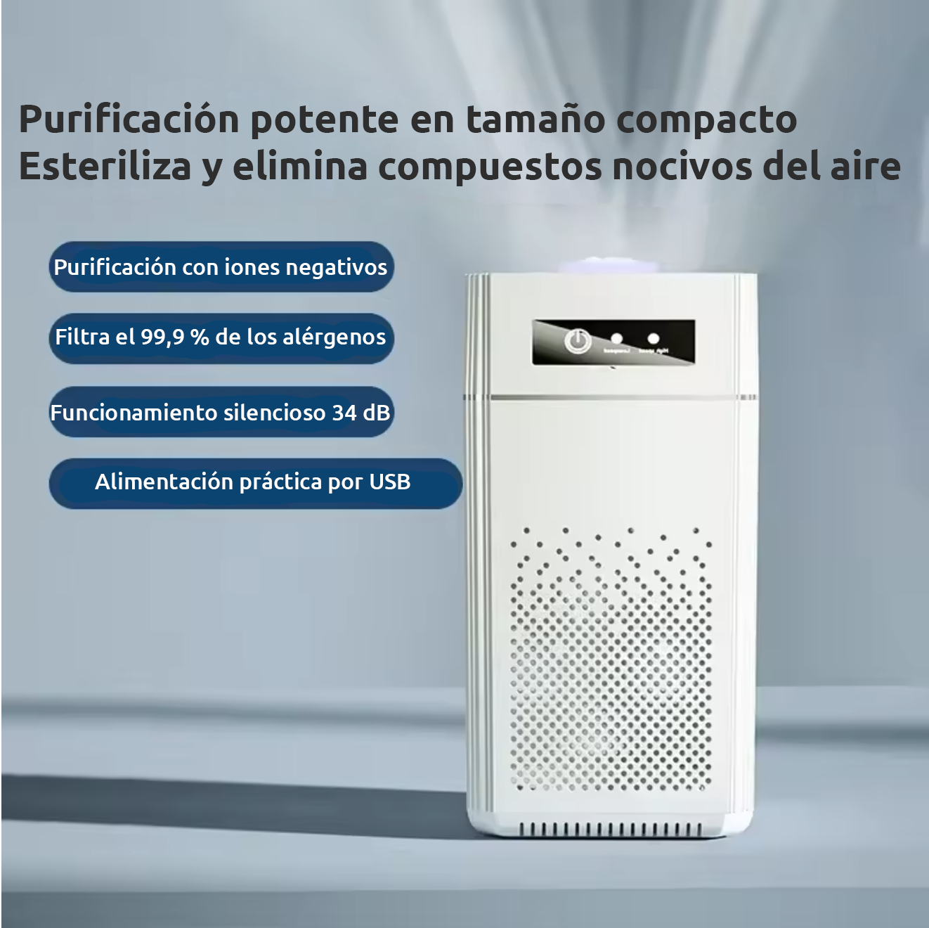 Purificador de aire HEPA silencioso 2 velocidades